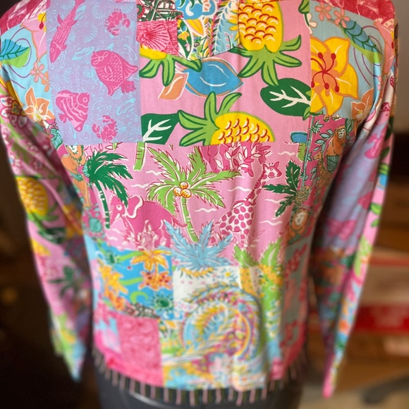 vintage Palm Key tropical print blouse or lightweight jacket, size Small - Picture 3 of 7
